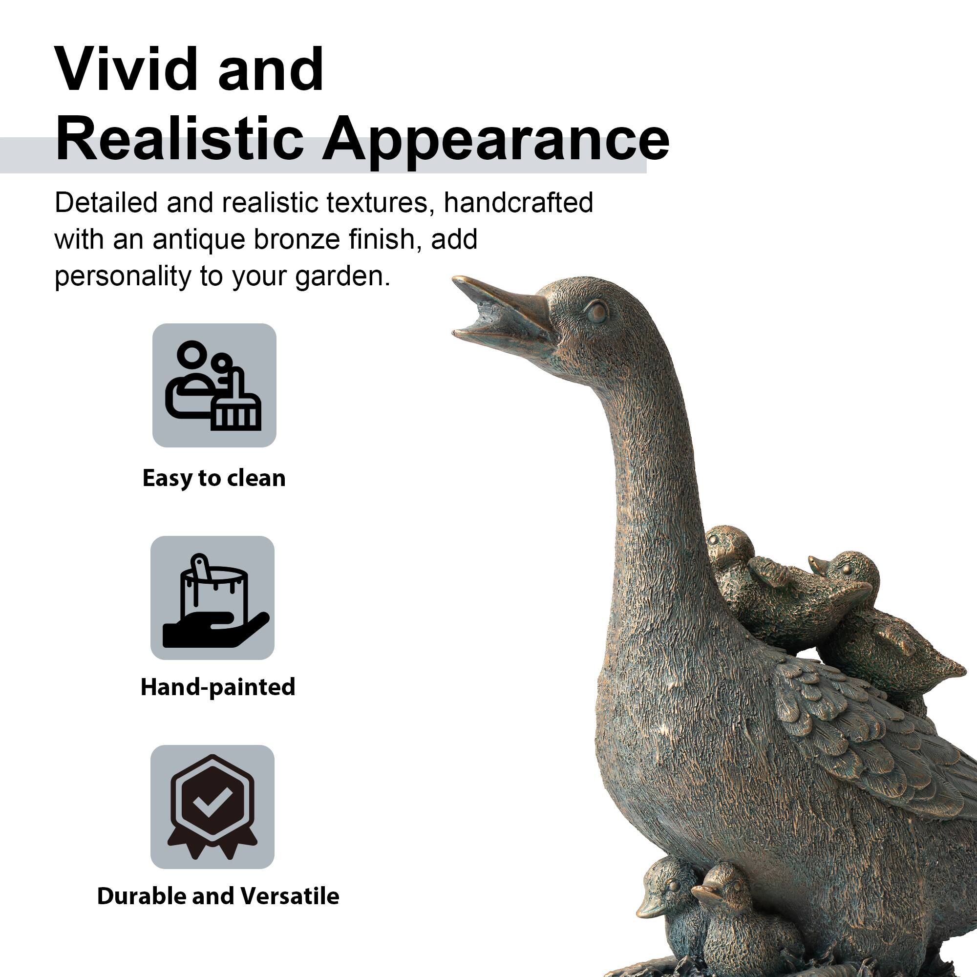 Glitzhome® 15" Faux Bronze Duck Garden Statue